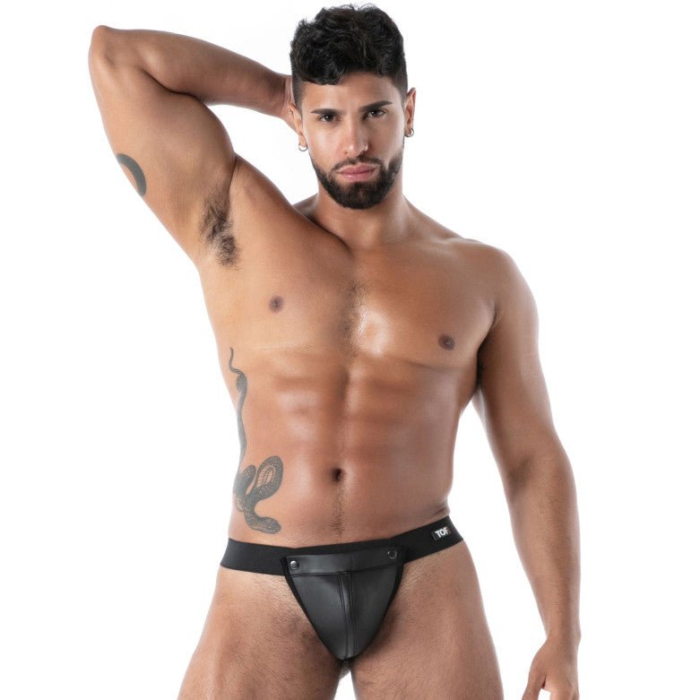 Neopren - String mit Druckknöpfen – Schwarz - TOF Paris - Shop Deutschland Noodosz
