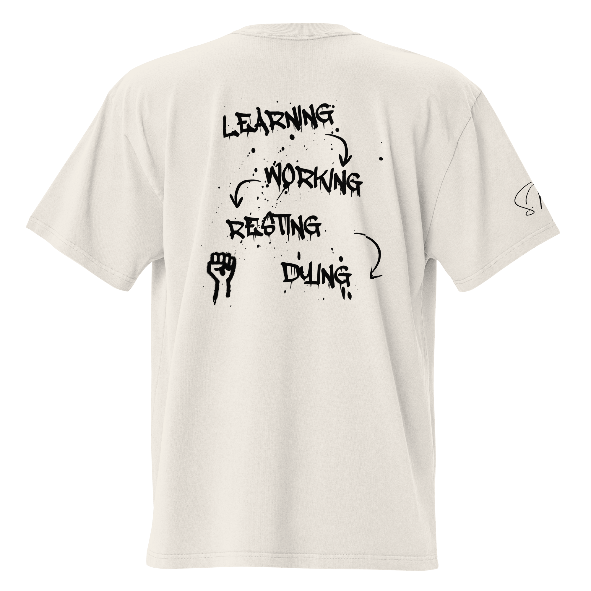 Oversized T-Shirt "LEARNING - DYING" - flyliving - Shop Deutschland Noodosz