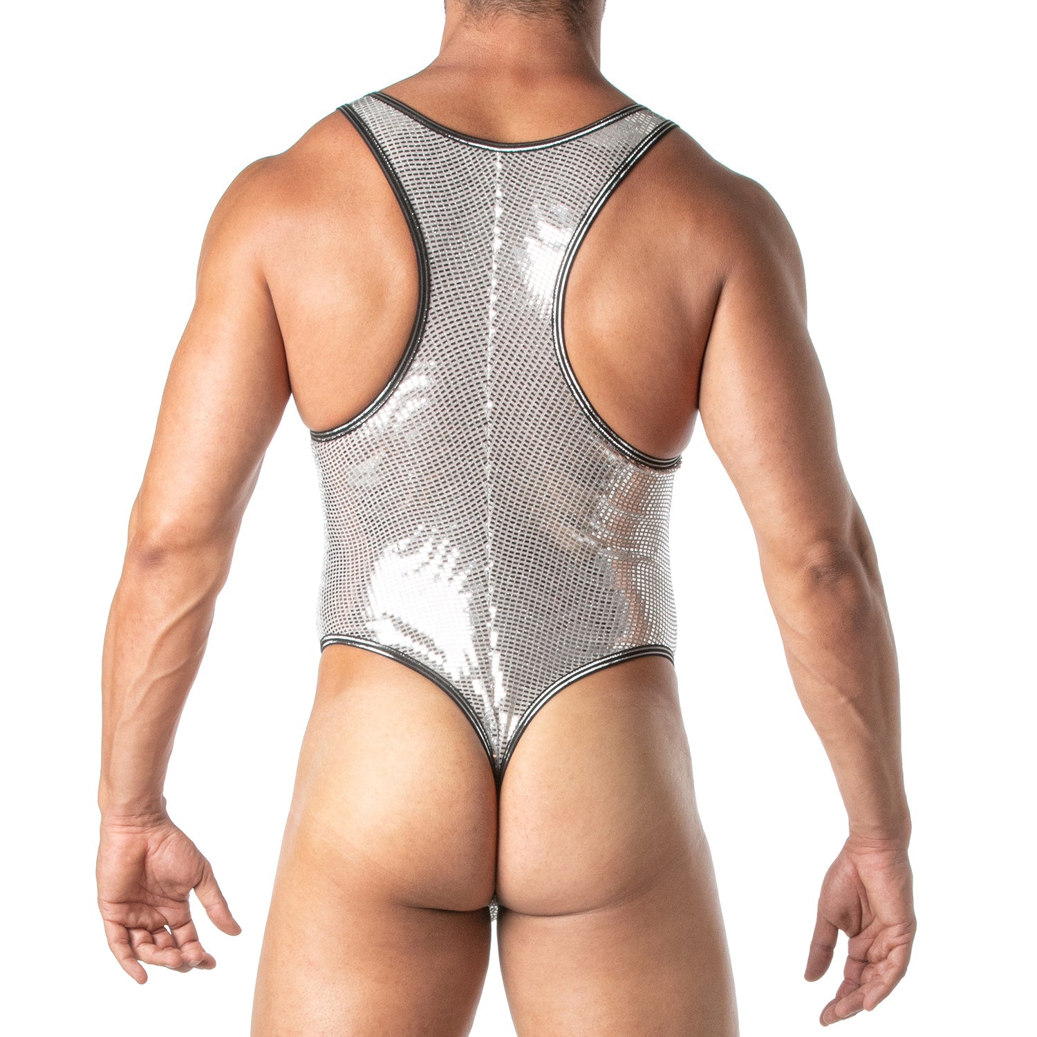 Provokanter Herren - String - Body mit silbernen Pailletten - TOF Paris - Shop Deutschland Noodosz