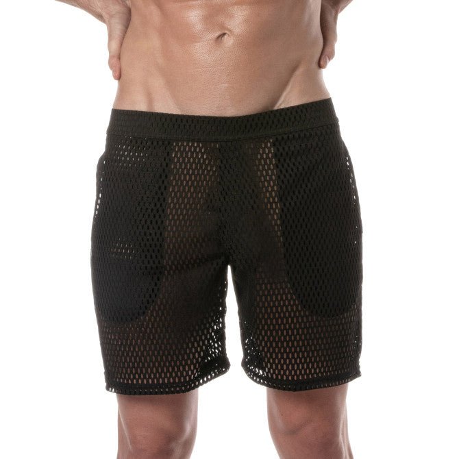 Transparente Long - Shorts — provokant, betont die maskuline Silhouette | Pariser Handwerkskunst · Fetish Wear · Clubwear · Designer Underwear — Schwarz - TOF Paris - Shop Deutschland Noodosz