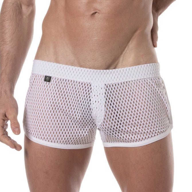 Herren - Mini - Shorts aus transparentem Mesh – Weiß - TOF Paris - Shop Deutschland Noodosz