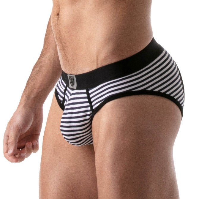 Gestreifte Push - up bodenlose Slips Navy - Schwarz - TOF Paris - Shop Deutschland Noodosz