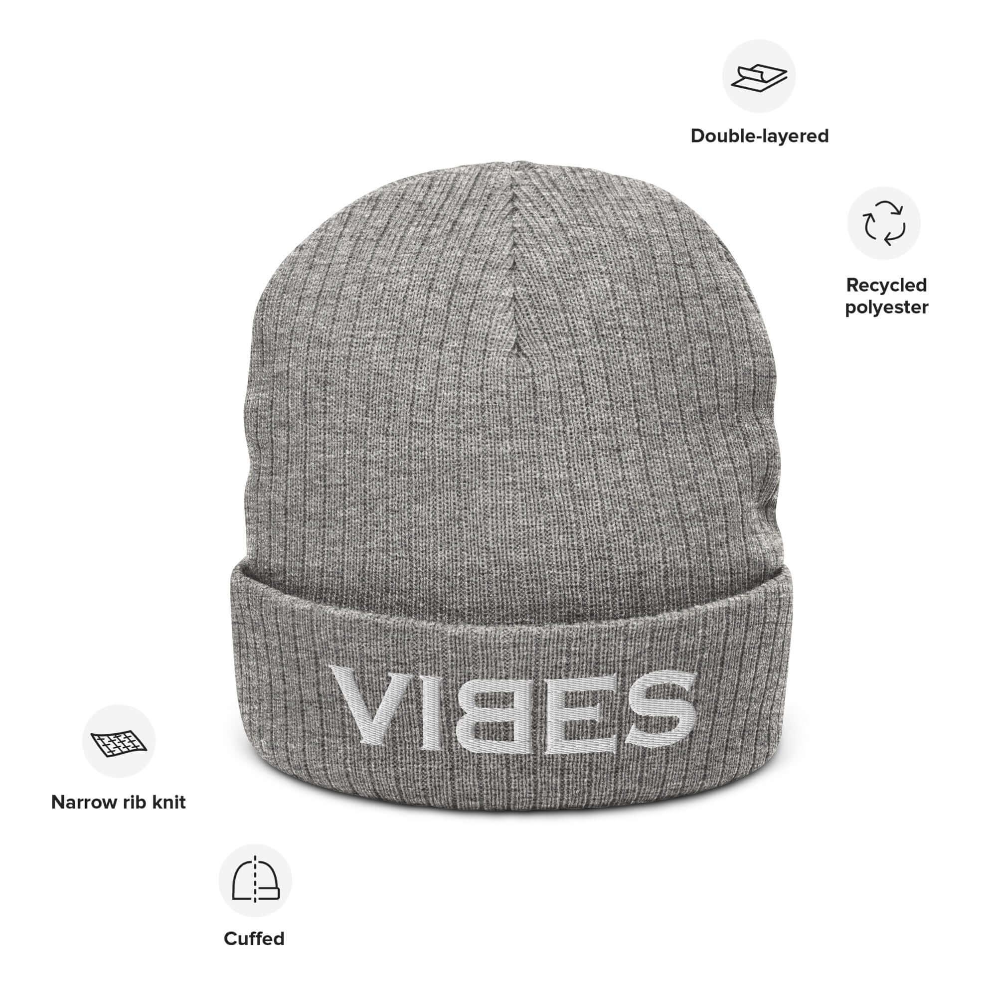 TOV Beanie - Strickmütze | VIBES (Grau/Silber) * Unisex - Time Of Vibes - Shop Deutschland Noodosz
