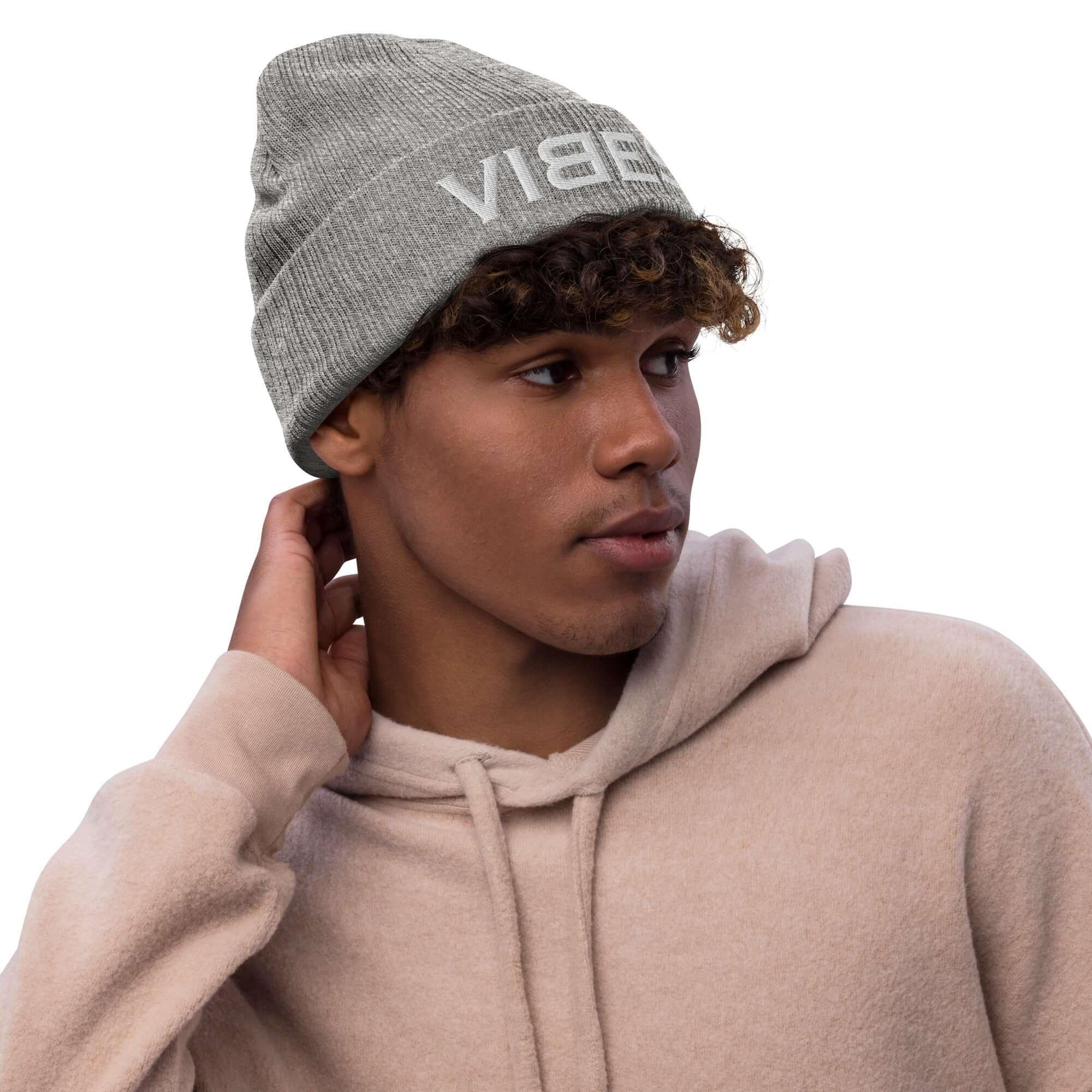 TOV Beanie - Strickmütze | VIBES (Grau/Silber) * Unisex - Time Of Vibes - Shop Deutschland Noodosz