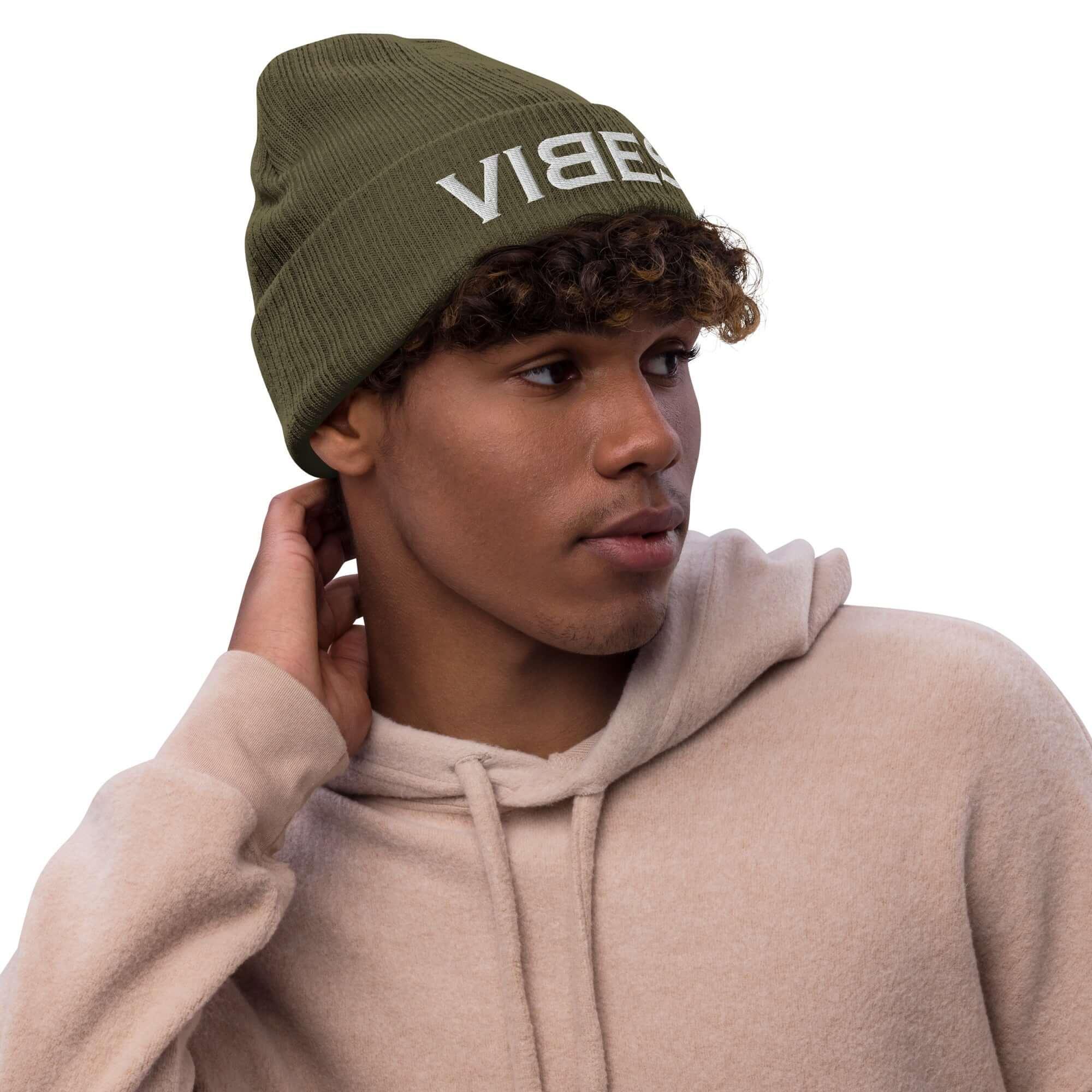 TOV Beanie - Strickmütze | VIBES (Grün/Grau) * Unisex - Time Of Vibes - Shop Deutschland Noodosz