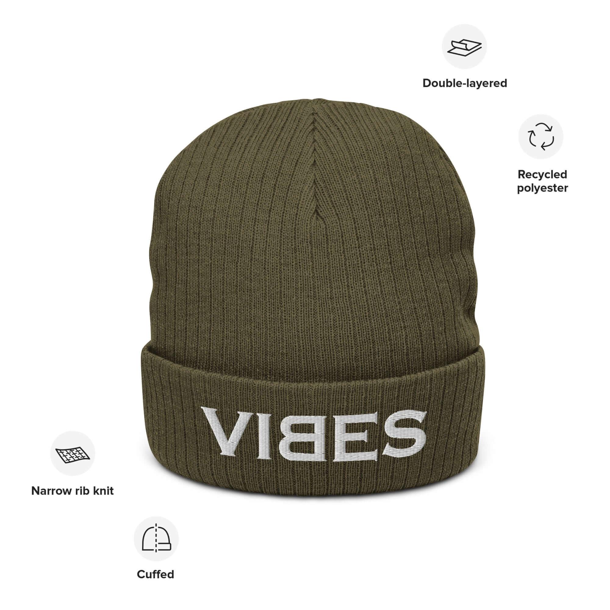 TOV Beanie - Strickmütze | VIBES (Grün/Grau) * Unisex - Time Of Vibes - Shop Deutschland Noodosz