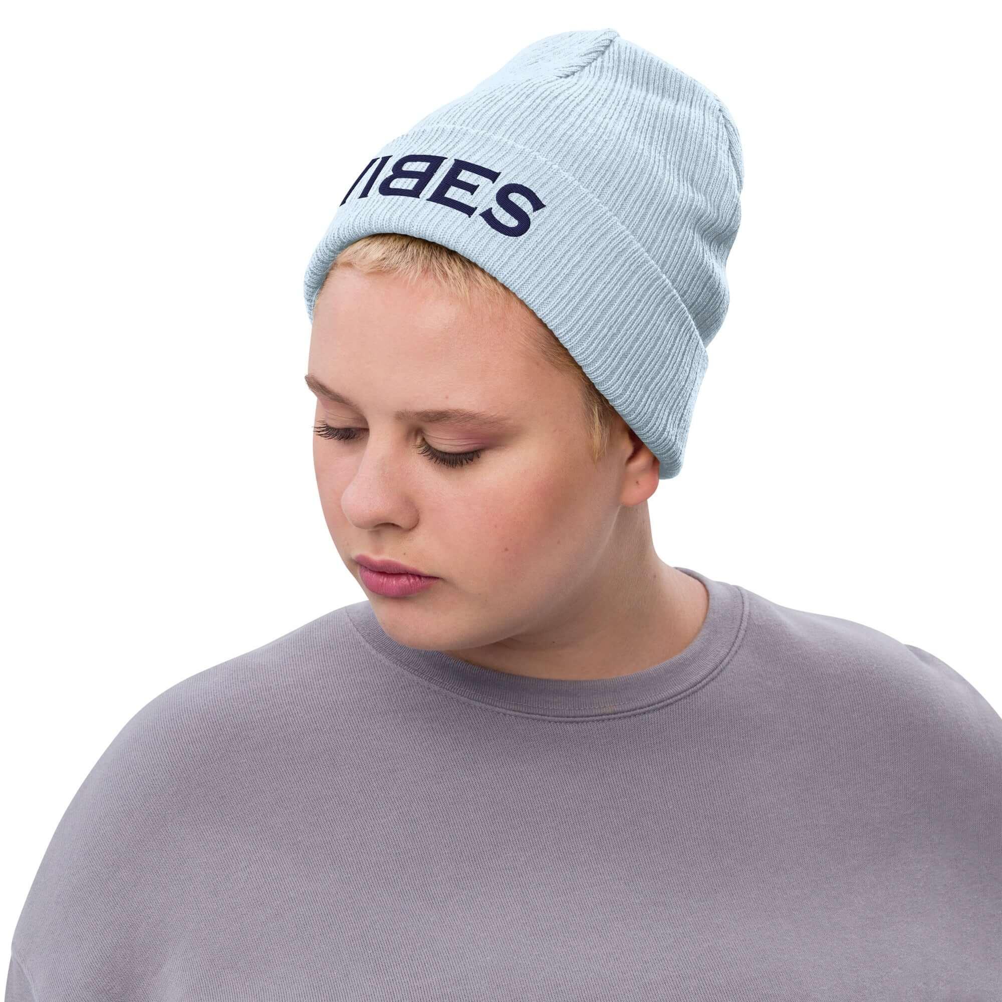 TOV Beanie - Strickmütze | VIBES (Helllau/Blau) * Unisex - Time Of Vibes - Shop Deutschland Noodosz
