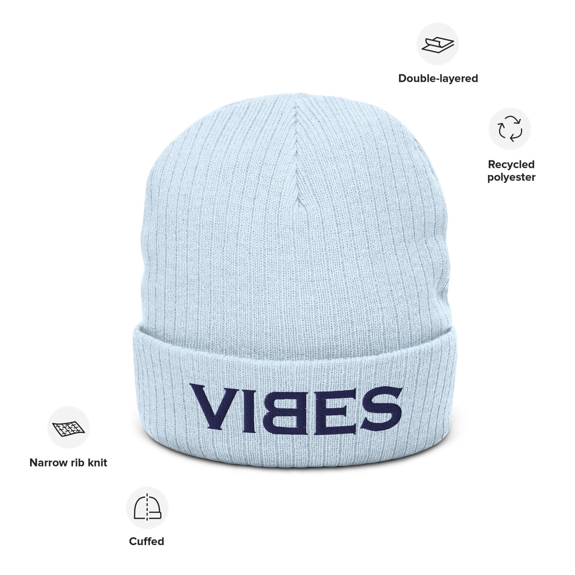 TOV Beanie - Strickmütze | VIBES (Helllau/Blau) * Unisex - Time Of Vibes - Shop Deutschland Noodosz
