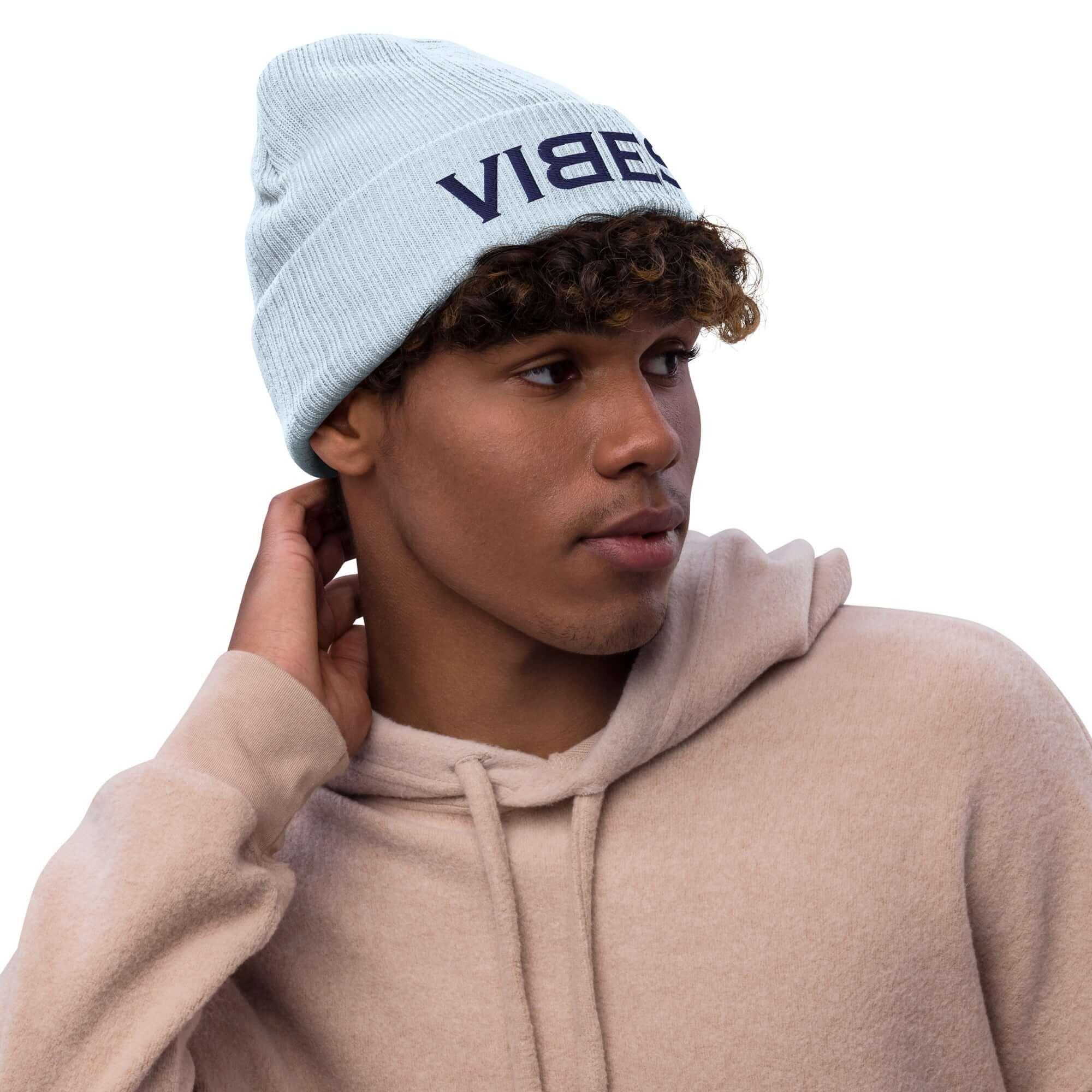 TOV Beanie - Strickmütze | VIBES (Helllau/Blau) * Unisex - Time Of Vibes - Shop Deutschland Noodosz