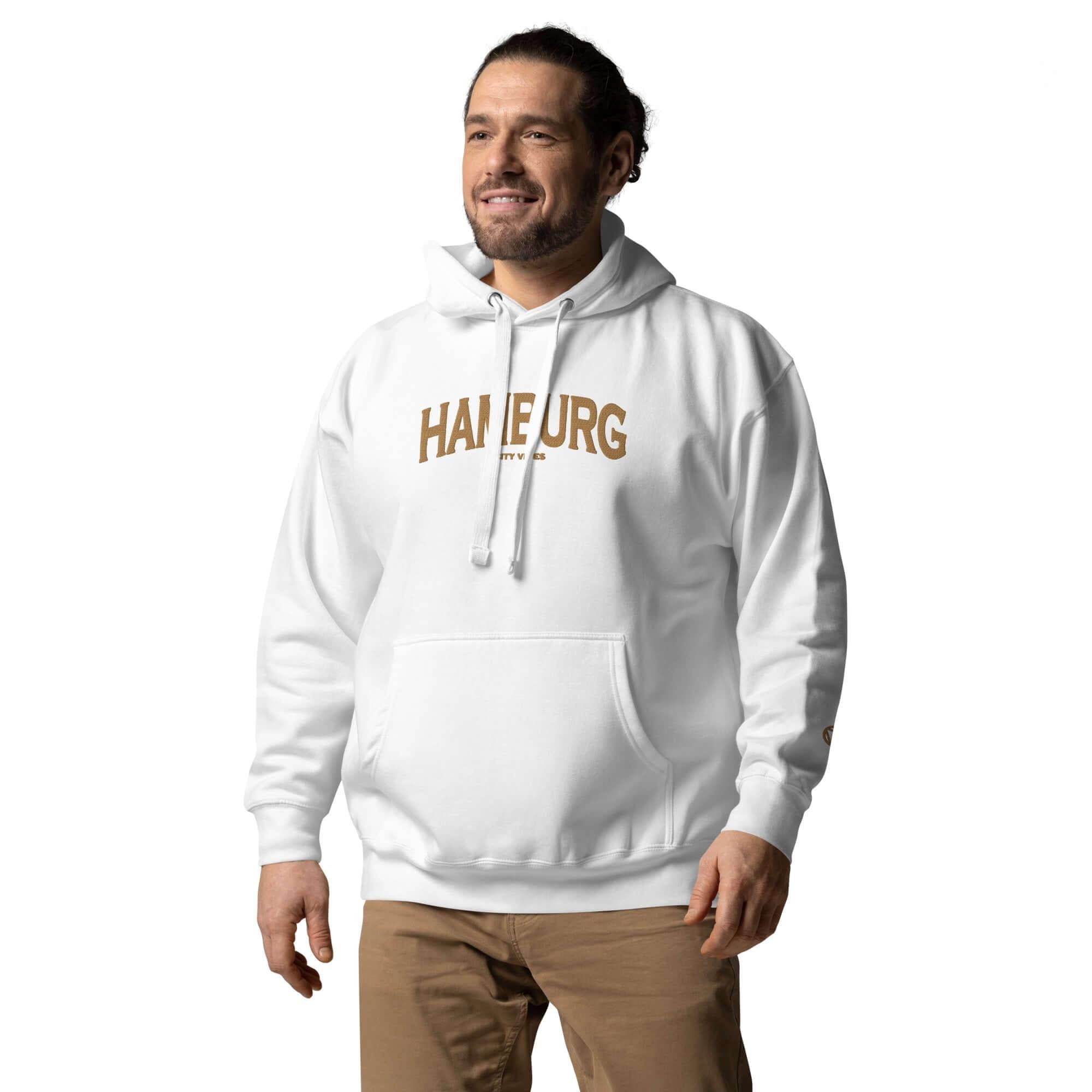 TOV Hoodie City | HAMBURG (Weiß/Gold) * Unisex - Time Of Vibes - Shop Deutschland Noodosz