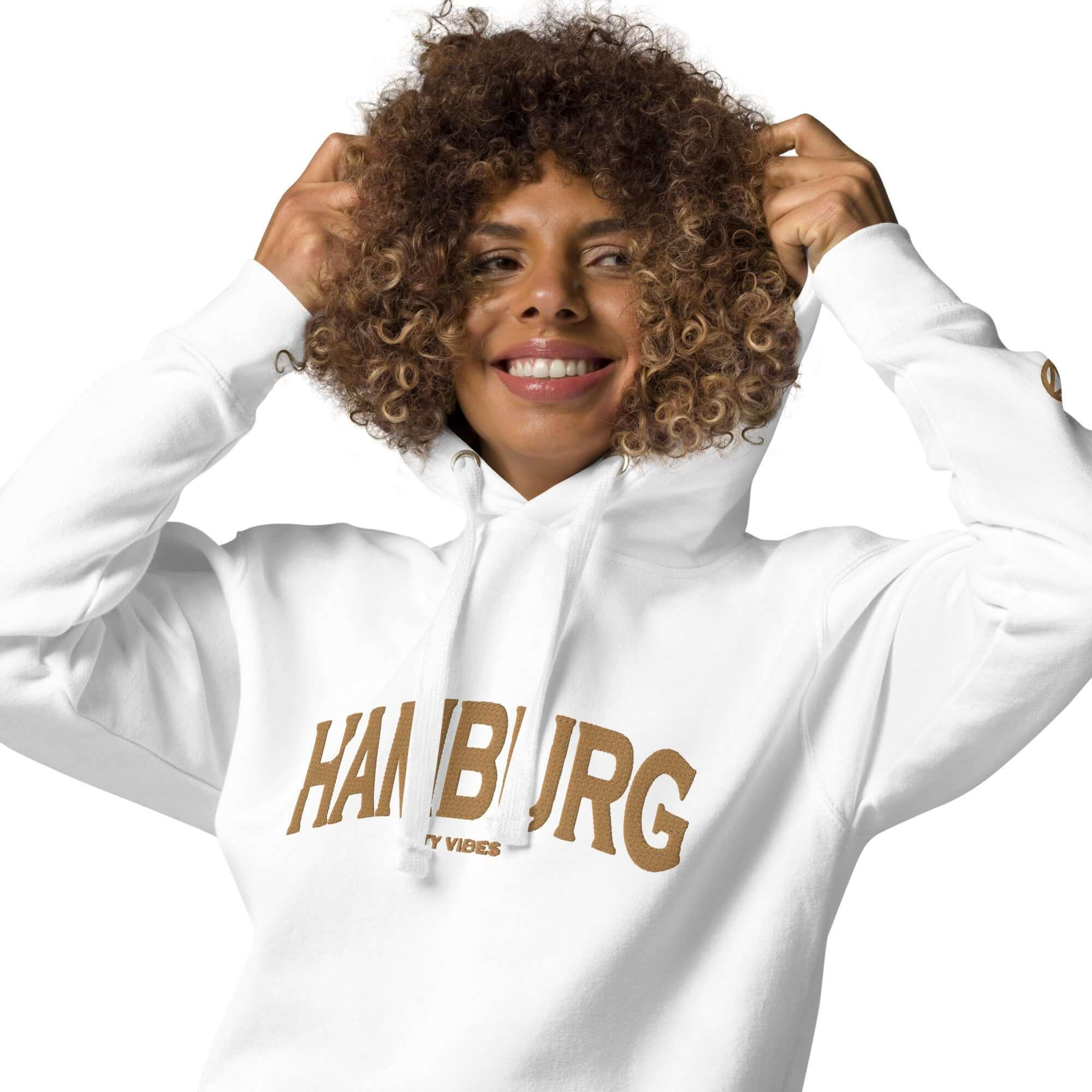 TOV Hoodie City | HAMBURG (Weiß/Gold) * Unisex - Time Of Vibes - Shop Deutschland Noodosz