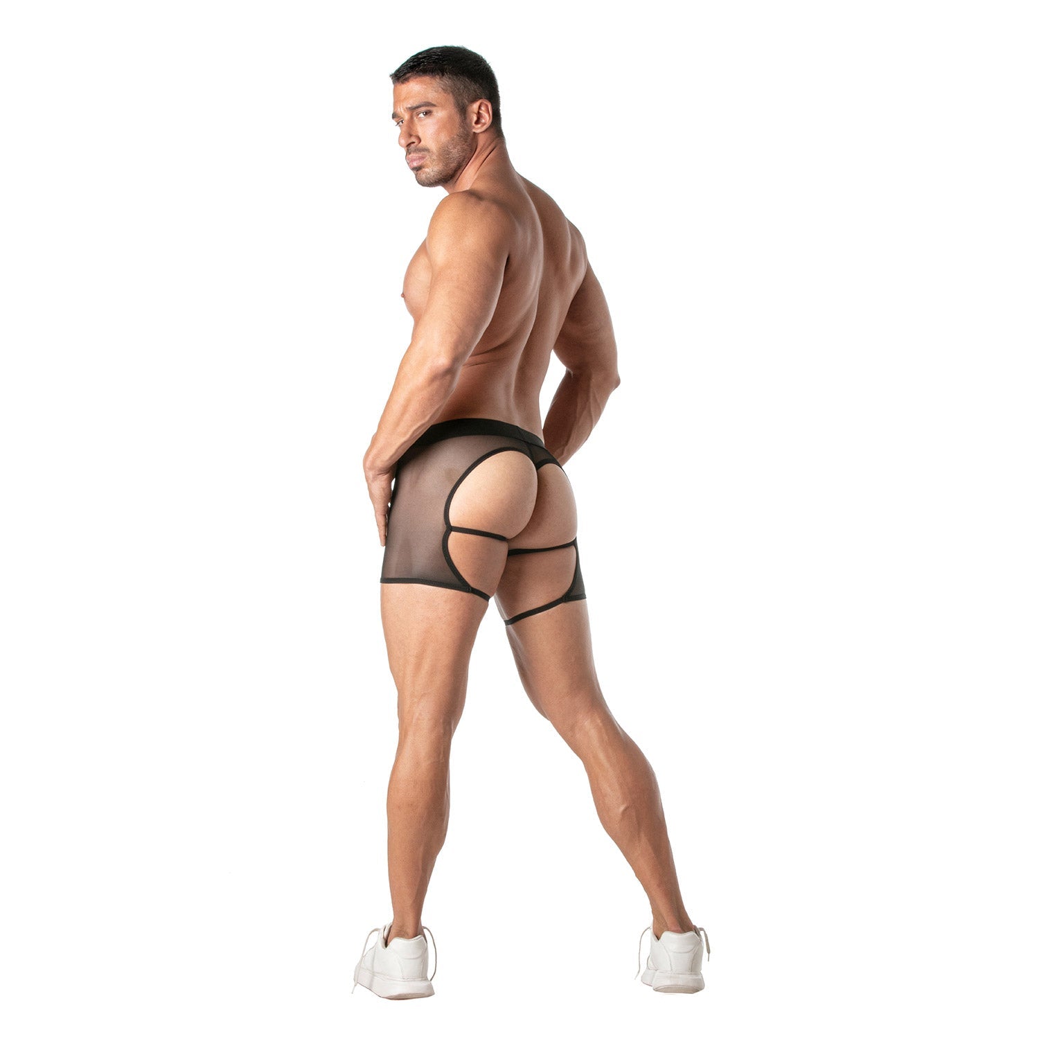 Transparentes Mesh - Tanga mit String im Chaps - Look - TOF Paris - Shop Deutschland Noodosz